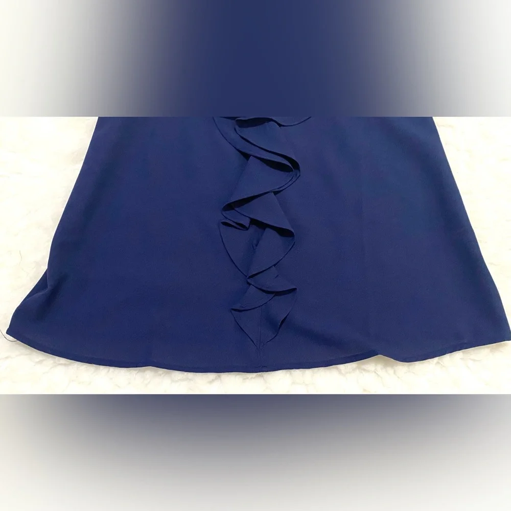 Paper Crane Womens S Solid Navy Blue Sheer Ruffle Cami Top Boho-chic Preppy - Picture 6 of 16